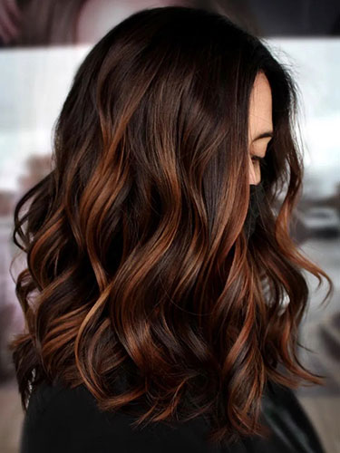 dark chocolate hair with highlights
